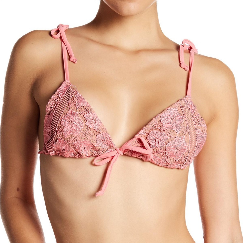For Love and Lemons Pink Lace Bikini Set S/M NWT